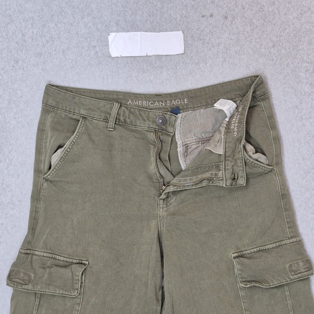 American Eagle Outfitters Women Pants 12 Green Cargo Wide-Leg High Rise Baggy - Picture 14 of 15